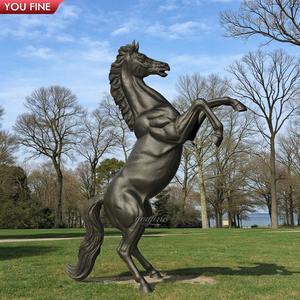 YOUFINEカスタムファームデコレーション鋳造アートワーク大型動物像ブロンズジャンプ轟音馬彫刻 - Product Image 2