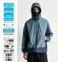 Veste d'extérieur légère, imperméable, coupe-vent, en softshell, à capuche, col haut, poignets et ourlet ajustables, tissu respirant, séchage rapide