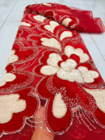 NI.AI Nouvelle dentelle nigériane en velours perlé avec sequins brodés, tissu en maille pour robes de mariée et matériaux de confection pour filles