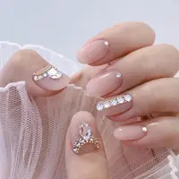 JP1174 unghie artificiali stile sposa nuova estate diamante rosa unghie elegante signora fata pres sulle unghie per la sposa
