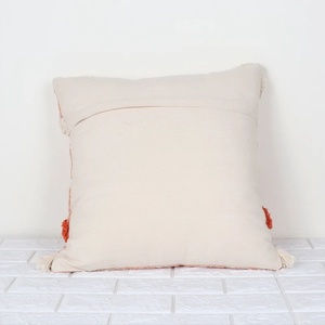 Funda de Cojín con Textura Crewel Hecha a Mano, Estilo Boho, Color Marfil y Naranja, con Flecos y Ribete de Encaje, para Sofá, Hotel, Decoración del Hogar - Product Image 3