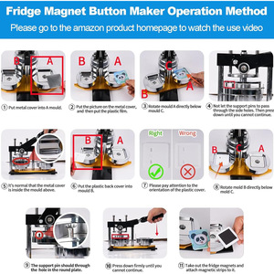 Machine à badges DIY 50x50mm, machine à badges magnétiques pour réfrigérateur, outil de fabrication de badges et médailles en fer - Product Image 4