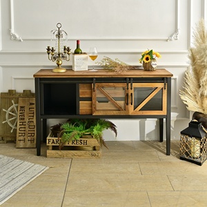 Fournisseur chinois de table console en bois massif rustique vintage pour salon, entrée, hôtel, avec tiroirs de rangement et porte coulissante durable - Product Image 3