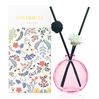 Diffuseur de parfum en verre rond multicolore bleu clair et rose clair, flacon rechargeable pour décoration intérieure