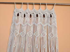 <b>White</b> Macrame Wall <b>Hanging</b> Beaded Fringe Decorative Curtain Panel Boho Home Decor - Product Image 6