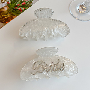 Coreano marmo acetato bianco <span class=keywords><strong>sposa</strong></span> <span class=keywords><strong>capelli</strong></span> artiglio matrimonio strass morsetto <span class=keywords><strong>accessori</strong></span> per <span class=keywords><strong>capelli</strong></span> da <span class=keywords><strong>sposa</strong></span> - Product Image 2