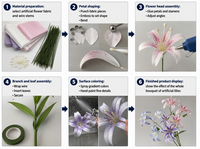 3-delige kunstmatige lelie van zijde, 3D bloem met stippen, bruiloftdecoratie, fotografie-accessoire