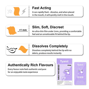 Tiras Orales de COQ10 OEM/ODM para Adultos - Suplemento Dietético de Disolución Rápida que Apoya la Salud del Corazón y la Absorción Rápida, Sin Gluten - Product Image 4