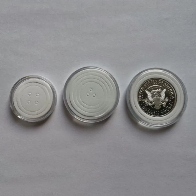 Placa de exhibición de monedas de plexiglás de alta transparencia, cápsula acrílica de moneda redonda con anillos de junta de inserción, 16-40mm