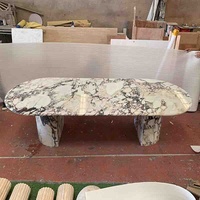 Exclusif Long Large 300cm Ovale Calacatta Viola Rose Table à Manger Design à Vendre avec Base en Forme de D