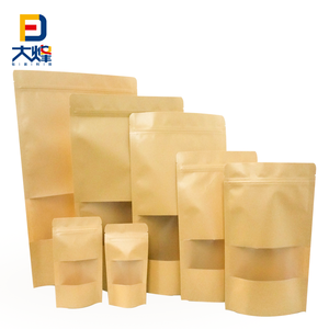 Cấp thực phẩm có thể tái chế Túi giấy Kraft túi dây kéo Ziplock hạt cà phê Snack túi màu nâu giá rẻ giấy kraft <span class=keywords><strong>doypack</strong></span> với cửa sổ - Product Image 4