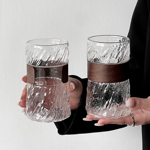 Mug en verre borosilicate à motif écorce d'arbre vintage, résistant à la chaleur et au froid, avec bande en <span class=keywords><strong>bois</strong></span> anti-brûlure - Product Image 6