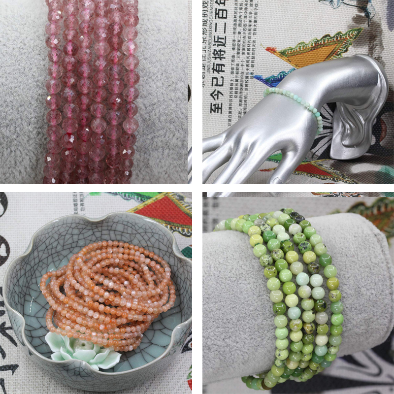 2/3/4mm Natural Stone Faceted Crystals Amethysts Pink Quartz Jades Gemstone Round Spacer Beads for Jewelry Making DIY Bracelet