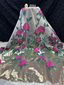 2025 baru brokat seri Damask bordir Jacquard renda Guipure kain untuk gaun