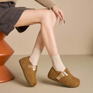 Chaussures pour femmes rétro tendance, nouvelles, avec rehausseurs de hauteur intégrés, légères, en cachemire mongol, semelle souple, entièrement recouvertes, décontractées - Product Image 4