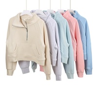 Veste polaire respirante pour femme, coupe classique, avec appliqué personnalisé en strass imprimé, col montant, demi-zip, pour yoga, gym et entraînement