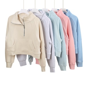 Chaqueta de Forro Polar Transpirable de Corte Regular para Mujer, Sudadera con Cuello Alto y Media Cremallera Personalizada, Top de Manga Larga de Spandex/Nylon para Yoga y Gimnasio - Product Image 1