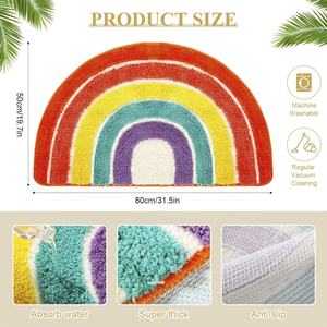Unique Rainbow Shape Microfiber Non Slip Absorbent Flocking Carpet Floor <strong>Mat</strong> Home Bathroom Door <strong>Mat</strong> - Product Image 2