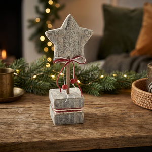 Decorative Wooden Star Ornament Mango Wood Handmade <b>Rustic</b> Star Accent for Holiday Decoration Living Room and Bedroom Decor - Product Image 2