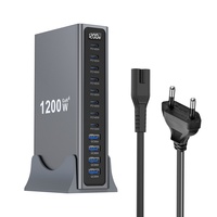 Cargador de Escritorio Multipuerto de 1200W, Estación de 12 Puertos, 8 Tipo-C, 4 USB-A, Servicio OEM para Distribuidores Globales de Electrónica