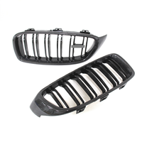 Grille de Rechange Vantwo à Double Lamelles en Fibre de Carbone Effet Humide et Grille d'Aération Clip-On pour BMW F33 F36 F80 F82 F83 M3 M4 2014-2020