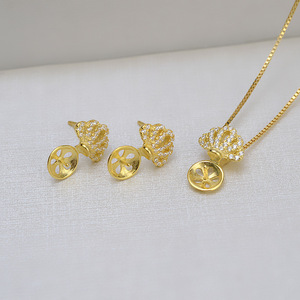 S925 Silver Flower Shaped Tassel Earrings 8-13 Pearl Tire Hair Empty DIY Handmade Accessories <b>Tray</b> <b>Jewelry</b> Findings Components - Product Image 3