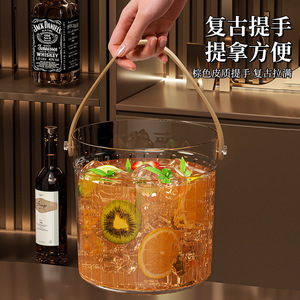 Transparent Ice Bucket Round With Handle For Party Beverage Cooling Easy To Clean - Product Image 2
