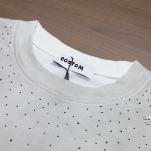 Camiseta Personalizada para Hombre, 100% Algodón, Estilo Vintage, Lavado Ácido, Corte Corto, Diseño de Diamantes, Tejido de Punto - Product Image 4