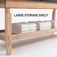Table de massage en bois de hêtre massif avec revêtement en cuir PU, hauteur réglable, lit de soin spa avec étagère de rangement pour hôtel, salon et salle de sport
