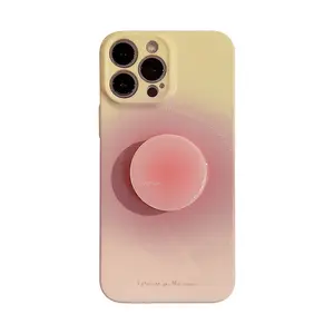 Iphone14 के लिए ग्रेडिएंट गुलाबी स्टैंड फोन केस स्प्रिंग/ग्रीष्मकालीन नया