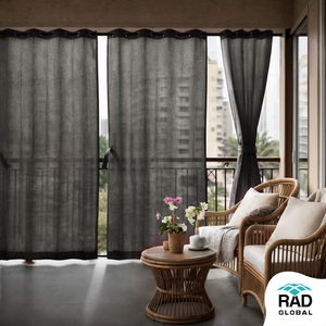 Pearl Black Eyelet Outdoor <b>Curtains</b> 180 GSM with Elegant Deep Black Shade and Light Filtering Fabric for Modern Balcony Patio - Product Image 3
