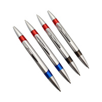 Stylo bille en plastique rouge et bleu double face en gros avec logo personnalisé imprimé pour cadeaux promotionnels et écriture quotidienne au bureau