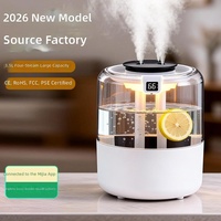 Nouveau Humidificateur en Plastique 35L 2026 avec Quatre Buses, Fort Débit de Brume, Logo Personnalisable, Alimentation USB, Veilleuse pour Chambre à Coucher