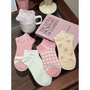 Kaus Kaki Wanita Musim Semi Musim Gugur Warna Pink Manis Lucu Motif Kartun Bernapas Pendek Rajutan Tren Musim Panas Model Rendah Setengah Betis - Product Image 2