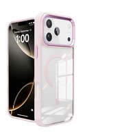 Étui de téléphone magnétique transparent de luxe avec dos transparent, caméra et boutons métalliques pour iPhone 18 Pro Max, étui magnétique antichoc