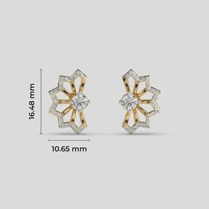 Pendientes de tuerca con diamante floral de 1.00 quilates y engaste de bisel, oro de 14K, piedra central certificada IGI, elegante joyería fina para boda, regalo para él - Product Image 6