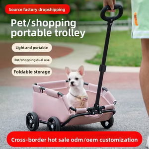 Chariot pliable pour animaux <span class=keywords><strong>de</strong></span> compagnie Meow Knight, chariot <span class=keywords><strong>de</strong></span> voyage double usage pour chiens et chats, chariot portable léger en tissu Oxford pour petits chiens - Product Image 4