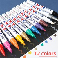 Marqueur permanent à base d'huile pour tableau blanc, 12 couleurs, imperméable, séchage rapide, pour surfaces murales, carrelage, sols et métaux