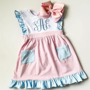 Vestito da bambina con fiocco ricamato multicolore, monogramma classico, regalo, abbigliamento coordinato per sorella, primavera, estate, Pasqua - Product Image 5