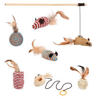 Ensemble de jouets pour chat interactif souris jouet boîte-cadeau en bois vente chaude 7 pièces chat Teaser baguette chat drôle
