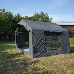 Tente de glamping gonflable en polycoton gris de 8 m² avec double porte AB, lanterneau en TPU, abri familial imperméable pour l'extérieur - Product Image 4