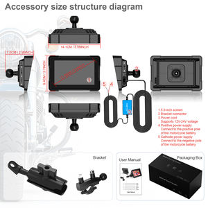กล้องติดรถยนต์หน้าจอสัมผัส TN ขนาด5.0นิ้วกันน้ำสำหรับรถจักรยานยนต์มีฟังก์ชั่นควบคุมแอป - Product Image 2