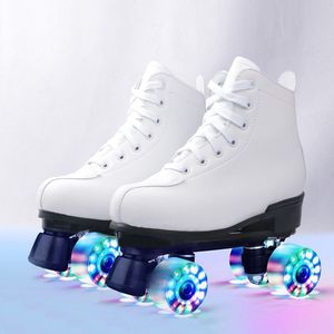 Patins à roulettes <span class=keywords><strong>quad</strong></span> pour hommes et femmes, patins de patinoire extérieure avec roues en PU et coque en cuir - Product Image 4