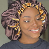 Bonnet de Cheveux en Satin Doux avec Logo Personnalisé Personnalisé Emballage de Cheveux Double Couche Réversible en Soie