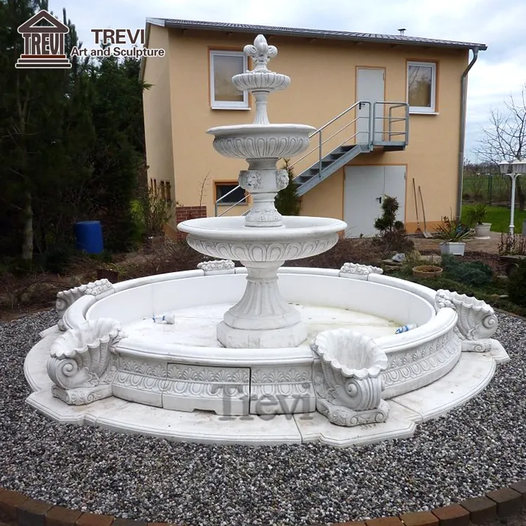 Cheap Factory Price Outdoor Garden Italian Roman Style White Marble 3 Tier Fountain