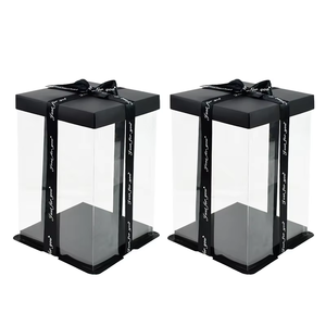 Caja de pastel de regalo cuadrada transparente de lujo Cajas de pastel transparentes de grado alimenticio para fiesta de cumpleaños de boda - Product Image 2