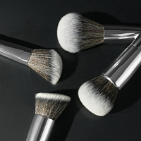 Ensemble de 10 pinceaux cosmétiques en fibres synthétiques avec manche en aluminium de luxe pour le visage, le correcteur, le mélange de poudre et le maquillage de contour
