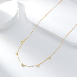 Silver City Fine Jewelry Collar de plata esterlina 925 chapado en oro de 18 quilates Love Heart 18K CZ Zircon Charm para mujeres para San Valentín - Product Image 3