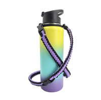 Sangle d'épaule en paracorde pour bouteille, couleurs personnalisées, porte-bouteille d'eau en paracorde fait main avec mousqueton