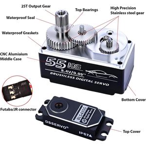 BLS4355 - Dirección Digital sin Escobillas de 55 kg, 8.4 V, 0.09 s, 1/10 para Coche RC, Engranaje Metálico Completo, BLS4355 Dirección con Engranaje Metálico de 55k - Product Image 2